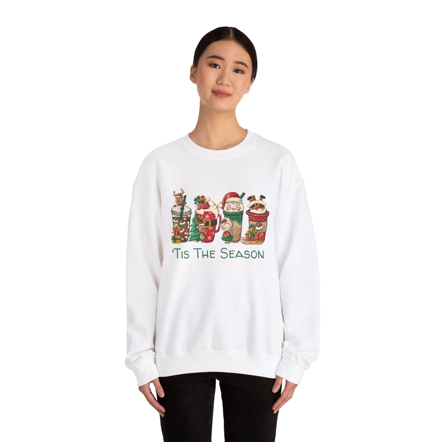 tis the season wht santa coffee Unisex Heavy Blend™ Crewneck Sweatshirt