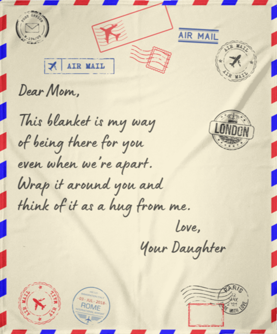 Comforting 'Dear Mom' Letter Blanket from Daughter – A Cozy, Personalized Gift to Stay Close to Mom's Heart | D1gital Emporium