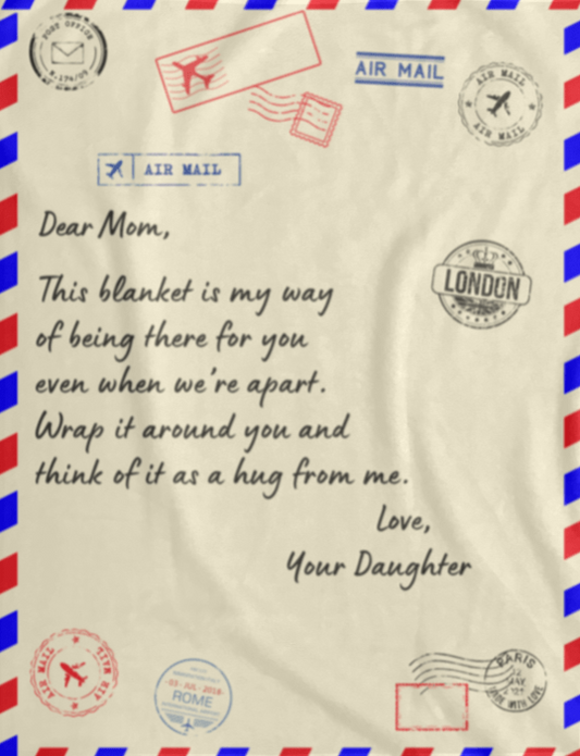 Comforting 'Dear Mom' Letter Blanket from Daughter – A Cozy, Personalized Gift to Stay Close to Mom's Heart | D1gital Emporium