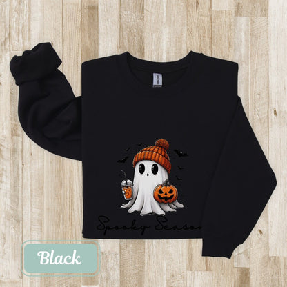 Ghost with coffee spooky season Unisex Heavy Blend™ Crewneck Sweatshirt