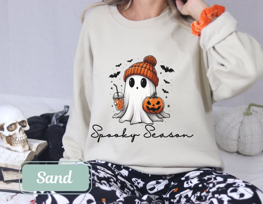 Ghost with coffee spooky season Unisex Heavy Blend™ Crewneck Sweatshirt