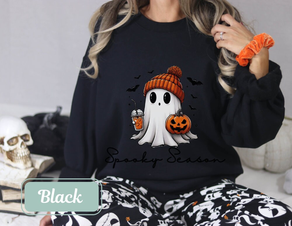 Ghost with coffee spooky season Unisex Heavy Blend™ Crewneck Sweatshirt