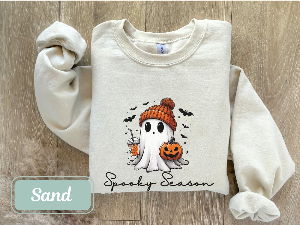 Ghost with coffee spooky season Unisex Heavy Blend™ Crewneck Sweatshirt