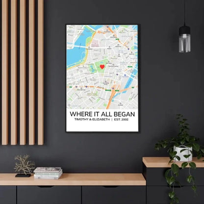 Explore the 'Where It All Began' Full Map Framed Wall Art - Perfect for Travel Enthusiasts and History Buffs | Available Now at D1gital Emporium US