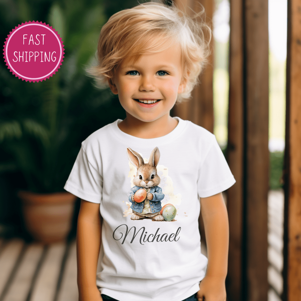 Adorable Toddler Boy Easter Tee with Cute Bunny Design - Soft and Comfortable Cotton, Perfect for Spring Celebrations | D1gital Emporium US