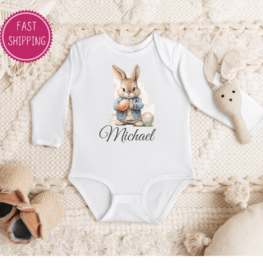 Personalize Your Easter Gift: Adorable Infant Baby Boy Long Sleeve Bodysuit for Your Little One II | D1gital Emporium US