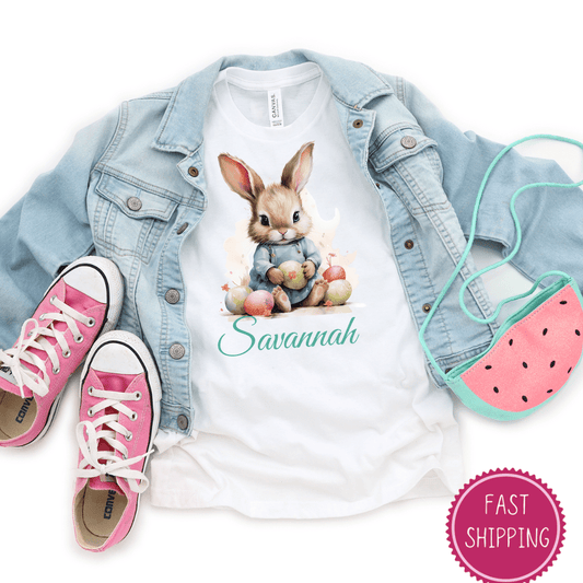 Adorable Toddler Girl Easter Tee with Cute Bunny Design - Soft and Comfortable Cotton, Perfect for Spring Celebrations | D1gital Emporium US