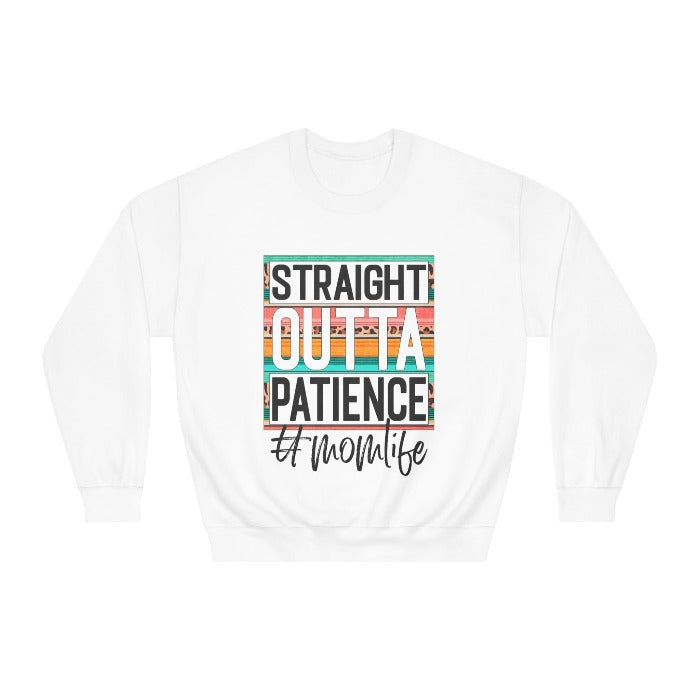 o	Find humor in parenting with the 'Straight Outta Patience #momlife' crewneck sweatshirt, featuring trendy leopard print, a must-have for moms with a sense of humor this Mother's Day – get it now at D1gital Emporium US.