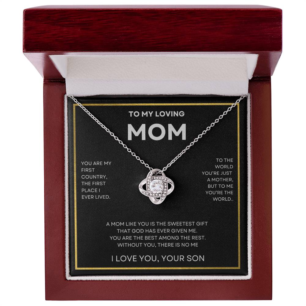 ShineOn Fulfillment Jewelry 14K White Gold Finish / Luxury Box To My Loving Mom, Without You There's No Me - Love Knot Necklace