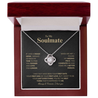 ShineOn Fulfillment Jewelry 14K White Gold Finish / Luxury Box To My Soulmate, Always and Forever - Love Knot
