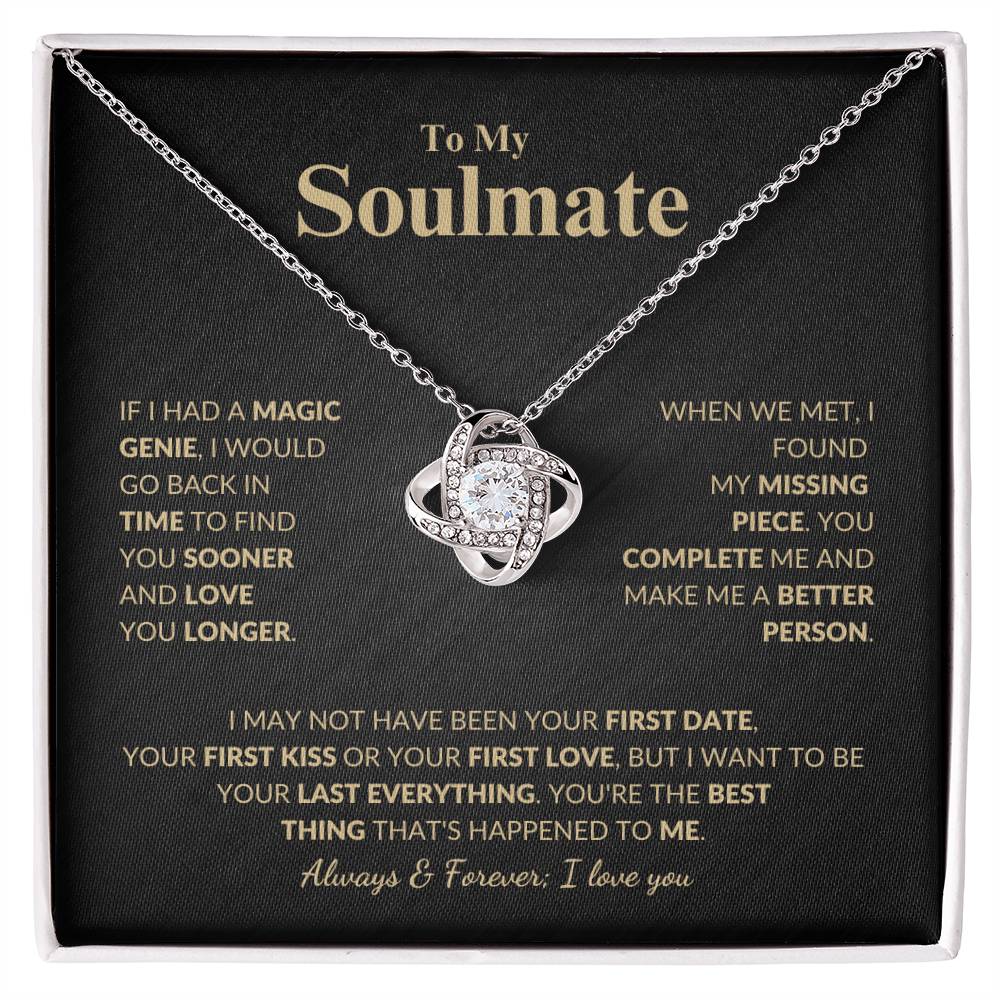 ShineOn Fulfillment Jewelry 14K White Gold Finish / Standard Box To My Soulmate, Always and Forever - Love Knot