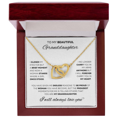 Show your granddaughter she's always in your heart with this 18k yellow gold finish double heart necklace, a symbol of your eternal love. Perfect for birthdays, holidays, or just because. Available now at D1gital Emporium US.