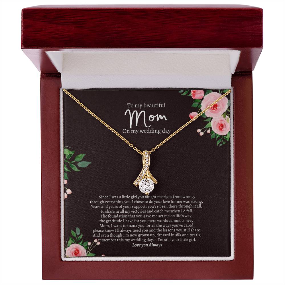 ShineOn Fulfillment Jewelry 18K Yellow Gold Finish / Luxury Box To My Beautiful Mom, On My Wedding Day - Alluring Beauty Necklace