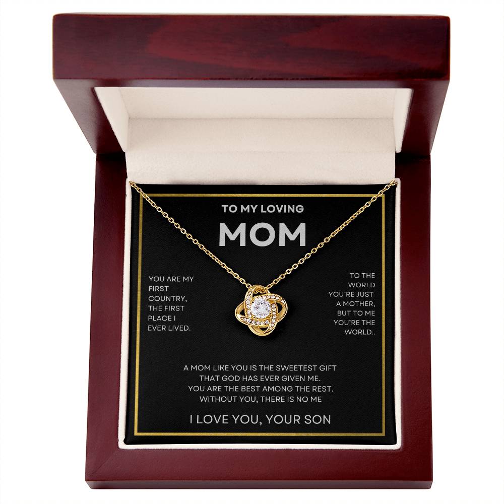 ShineOn Fulfillment Jewelry 18K Yellow Gold Finish / Luxury Box To My Loving Mom, Without You There's No Me - Love Knot Necklace