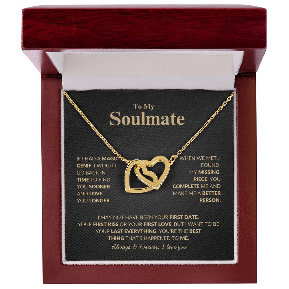 ShineOn Fulfillment Jewelry 18K Yellow Gold Finish / Luxury Box To My Soulmate, Always and Forever - Interlocking Hearts