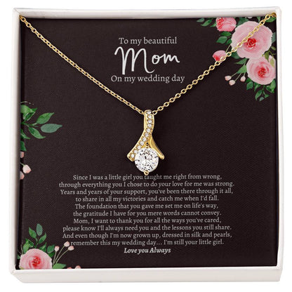 ShineOn Fulfillment Jewelry 18K Yellow Gold Finish / Standard Box To My Beautiful Mom, On My Wedding Day - Alluring Beauty Necklace