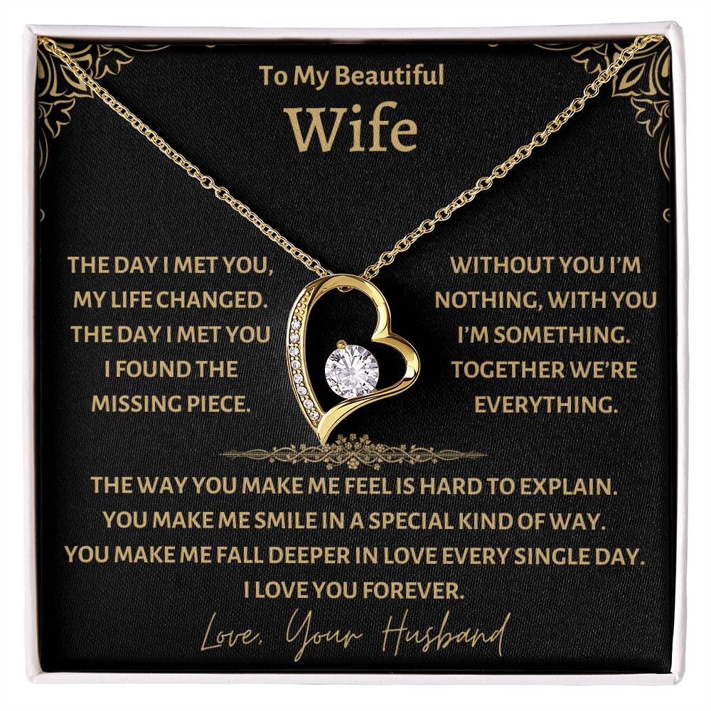 ShineOn Fulfillment Jewelry 18k Yellow Gold Finish / Standard Box To My Beautiful Wife - Forever Love