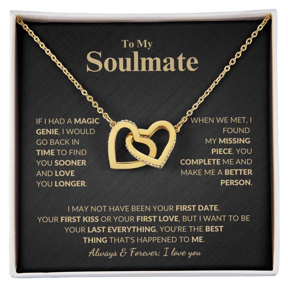 ShineOn Fulfillment Jewelry 18K Yellow Gold Finish / Standard Box To My Soulmate, Always and Forever - Interlocking Hearts