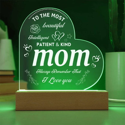 Personalized 'To the Most Beautiful Mom' Acrylic Heart Gift - Perfect for Mother's Day | Cherish Mom with this Unique Keepsake from D1gital Emporium US