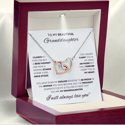 Cherish your granddaughter with the 'Forever in My Heart' Two-Tone Necklace. Its intertwined heart design symbolizes eternal love, making it the perfect gift to celebrate her growth and achievements. Visit D1gital Emporium US for gifts that speak from the heart.