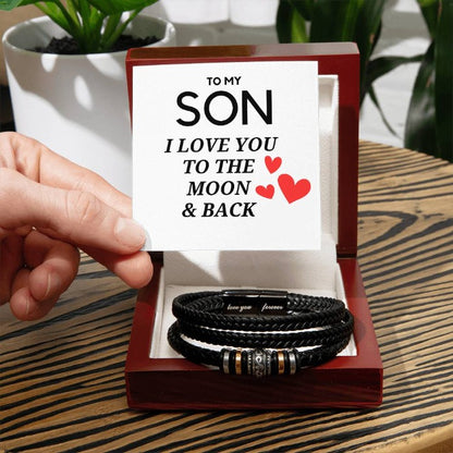 Stainless steel 'To My Son - Love You Forever' bracelet with heartfelt engraving, perfect for birthdays, graduations, or just to show your love.