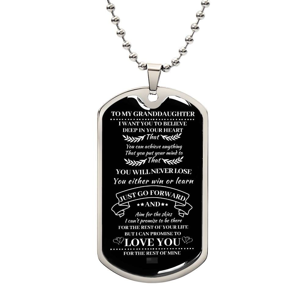 ShineOn Fulfillment Jewelry Military Chain (Silver) / No To My Granddaughter, I Am Proud of You - Dog Tag