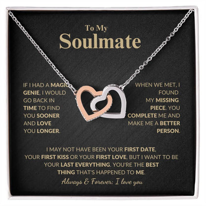 ShineOn Fulfillment Jewelry Polished Stainless Steel & Rose Gold Finish / Standard Box To My Soulmate, Always and Forever - Interlocking Hearts