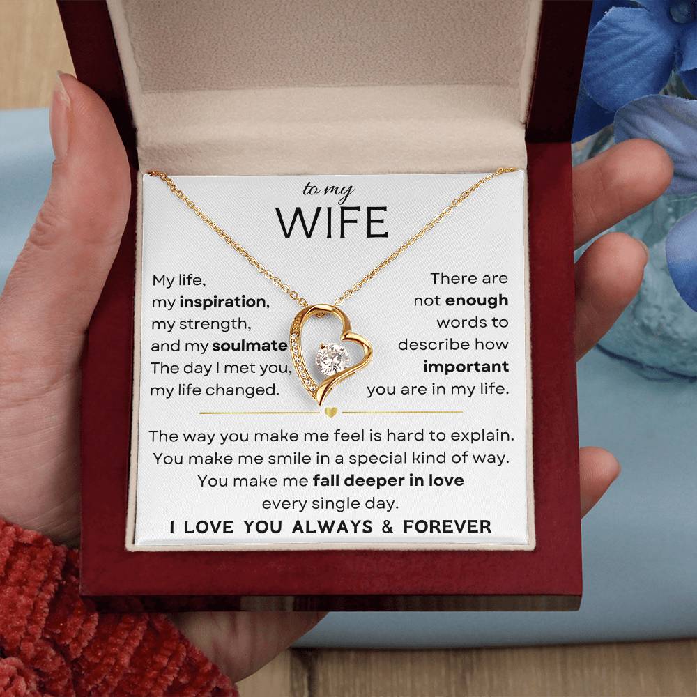 Gold Love Heart Necklace for Wife with Personalized Message - Capture Her Heart with this Luxurious Gift, Perfect for Anniversaries and Special Occasions. Exclusively from D1gital Emporium US.