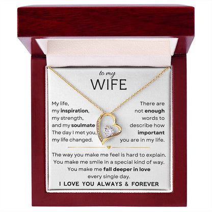 Romantic Gold Heart Necklace with Diamond Detailing for Wife - Premium Love-Inscribed Jewelry Gift in Wooden Box, Surpassing Competitor Offerings for a Lasting Impression. Order Today from D1gital Emporium US.