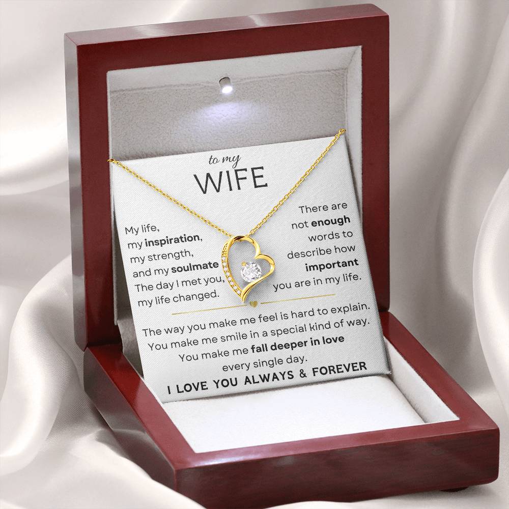 Personalized Gold Heart Love Necklace in Velvet Box - Ideal Gift for Wives, with a touching message affirming lifelong love and devotion. A superior choice for those seeking meaningful jewelry gifts. Exclusively at D1gital Emporium US.