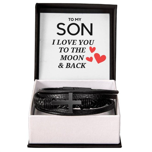 Stylish 'To My Son' Cross Bracelet, a symbol of faith and love, perfect for gifting and daily inspiration for your son.