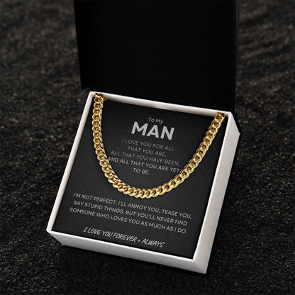 ShineOn Fulfillment Jewelry To My Man, Love You Forever - Cuban Link Necklace