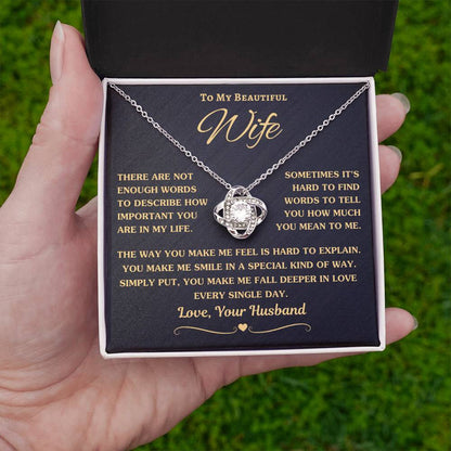 Silver Love Knot Necklace Gift for Wife with Personalized Message Box - Unique Love Expression | D1gital Emporium US