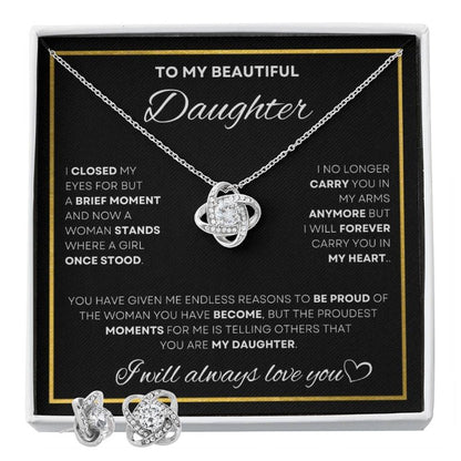 Timeless Love Knot Necklace & Earring Set for Daughter – A Stunning Expression of Maternal Love