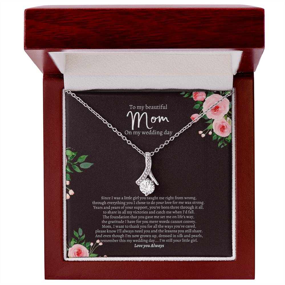 ShineOn Fulfillment Jewelry White Gold Finish / Luxury Box To My Beautiful Mom, On My Wedding Day - Alluring Beauty Necklace