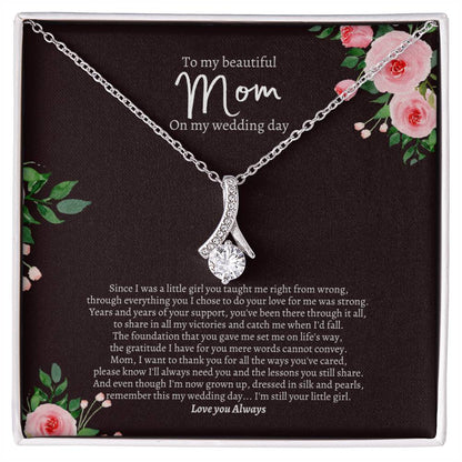 ShineOn Fulfillment Jewelry White Gold Finish / Standard Box To My Beautiful Mom, On My Wedding Day - Alluring Beauty Necklace