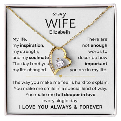 Personalized Gold Heart Necklace with Diamond - Customized Romantic Jewelry Gift for Wife 'Elizabeth' - Show your endless love with this elegant necklace, a perfect surprise to make her day special. Available now at D1gital Emporium US.