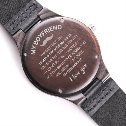 ShineOn Fulfillment Watches Standard Box To My Boyfriend, I Love You - Wood Watch